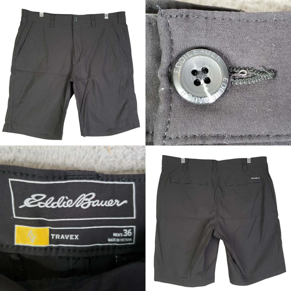 Eddie Bauer Shorts Mens 36 Black Nylon Travex Active Performance Athletic